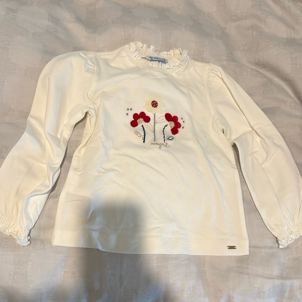 Mayoral long sleeve flower shirt and matching pants 36 months